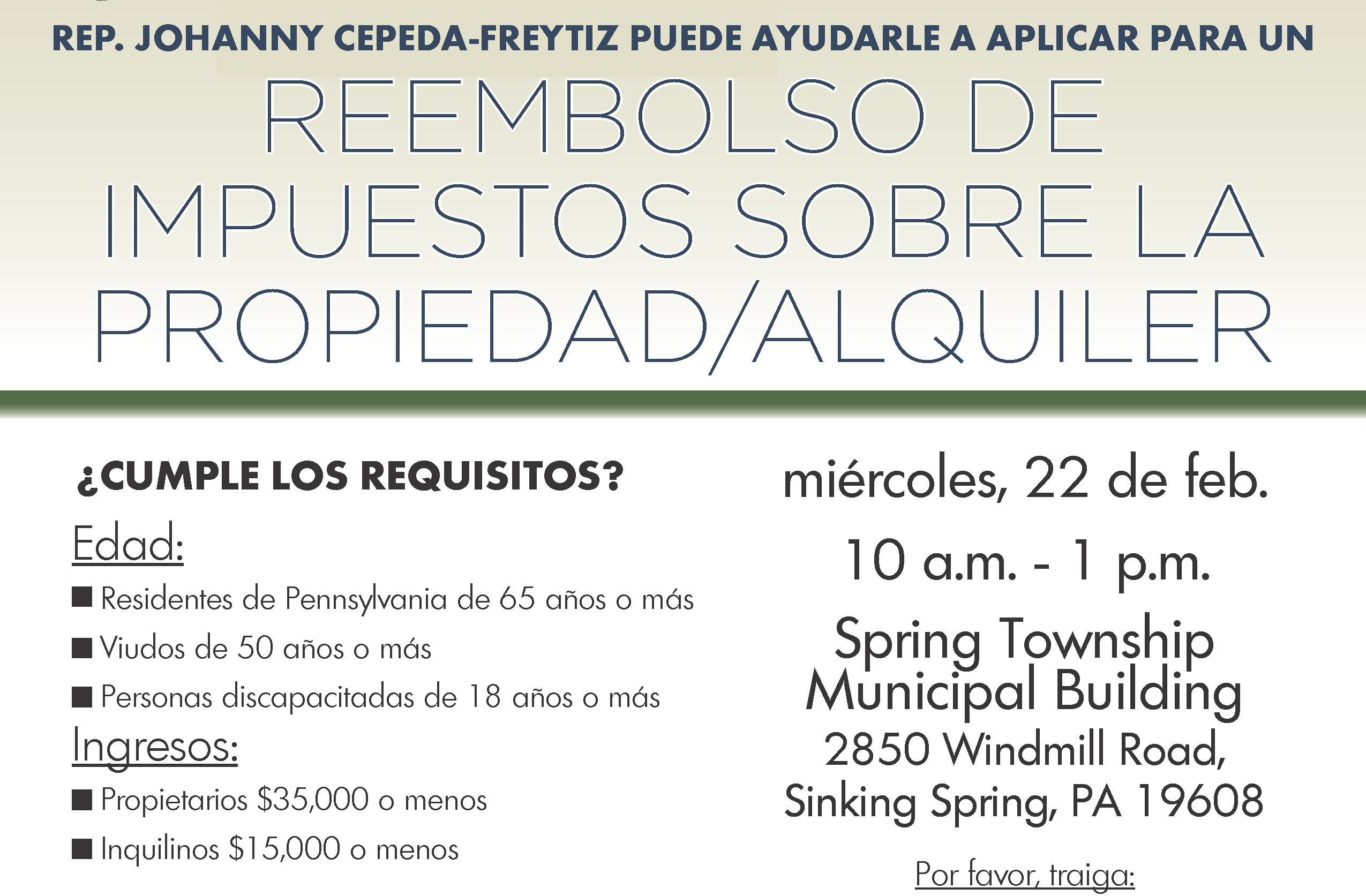 Property Tax Rent Rebate Flyer Spanish Township Of Spring