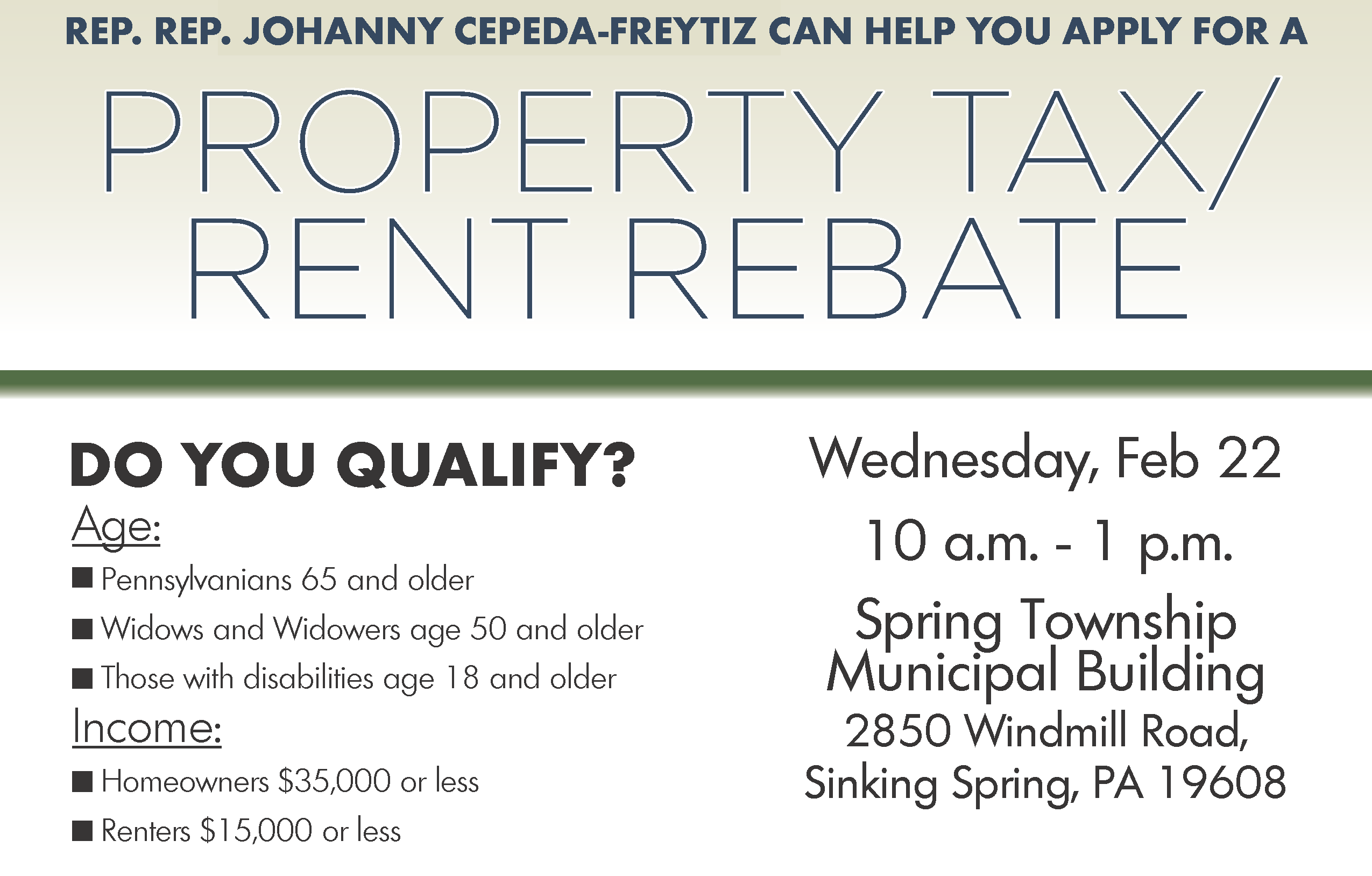 Property Tax Rent Rebate Flyer Township Of Spring